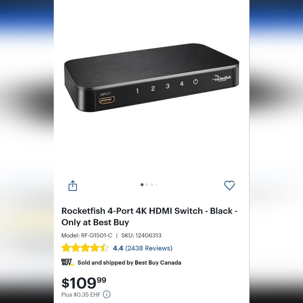 Rocketfish 4Port4k HDMI Switch